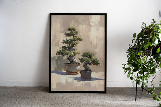 Zen Bonsai Trees Painting Asian Style Poster | Wall Art for Home & Office | High-Quality Print - High-Quality Visual Display