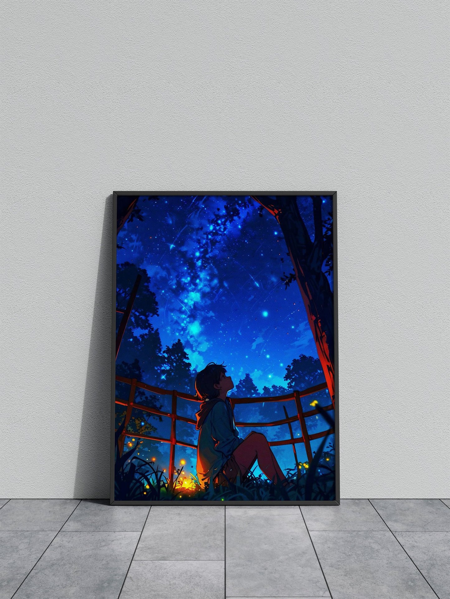 a boy at night Asian Style Poster | Wall Art for Home & Office | High-Quality Print
