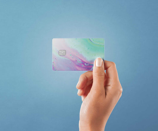 Abstract Paint Teal and Purple Design | Credit Card Sticker | Small Chip | Credit Card Skin