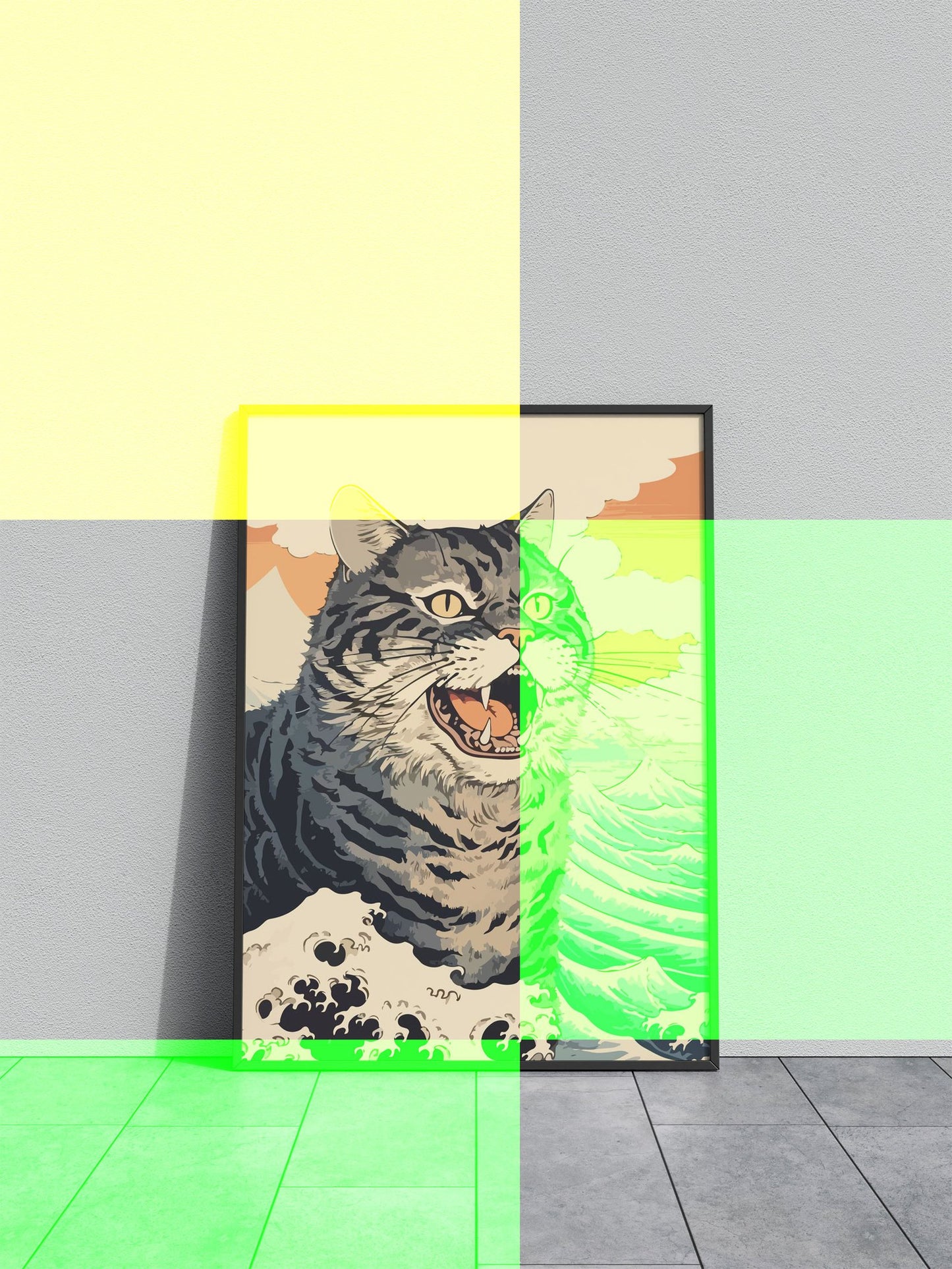 angry cat Ukiyo e Asian Style Poster | Wall Art for Home & Office | High-Quality Print