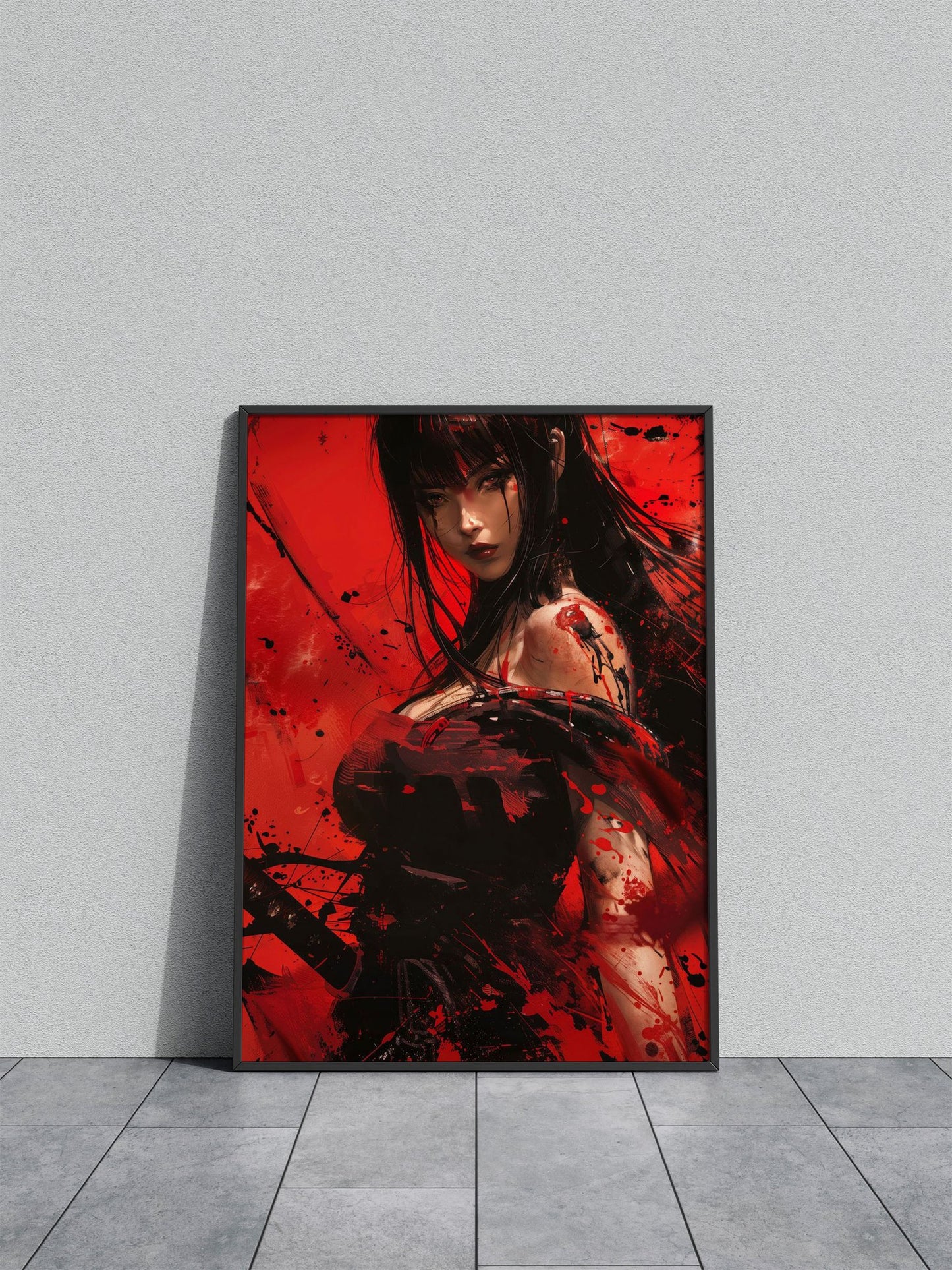 anime samurai girl katana Asian Style Poster | Wall Art for Home & Office | High-Quality Print