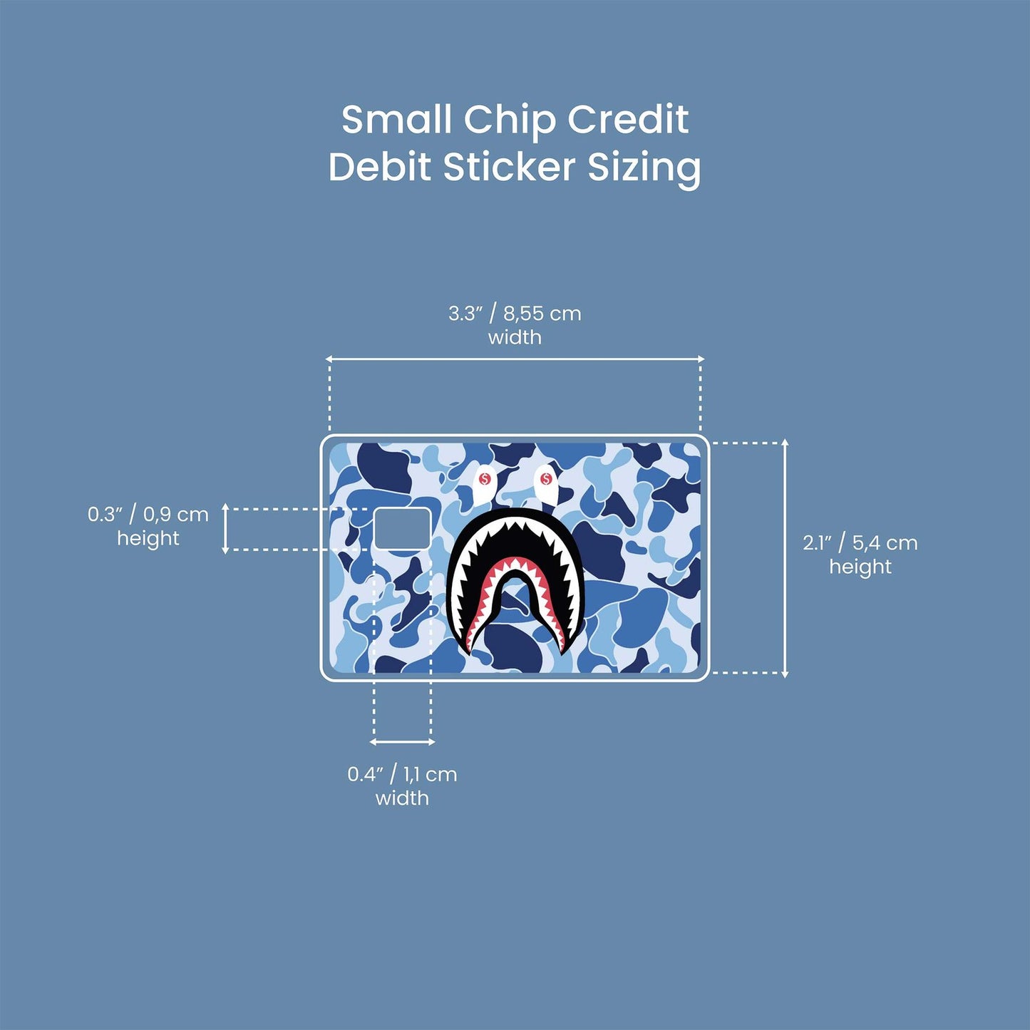 Ape Shark Blue Design | Credit Card Sticker | Small Chip | Credit Card Skin