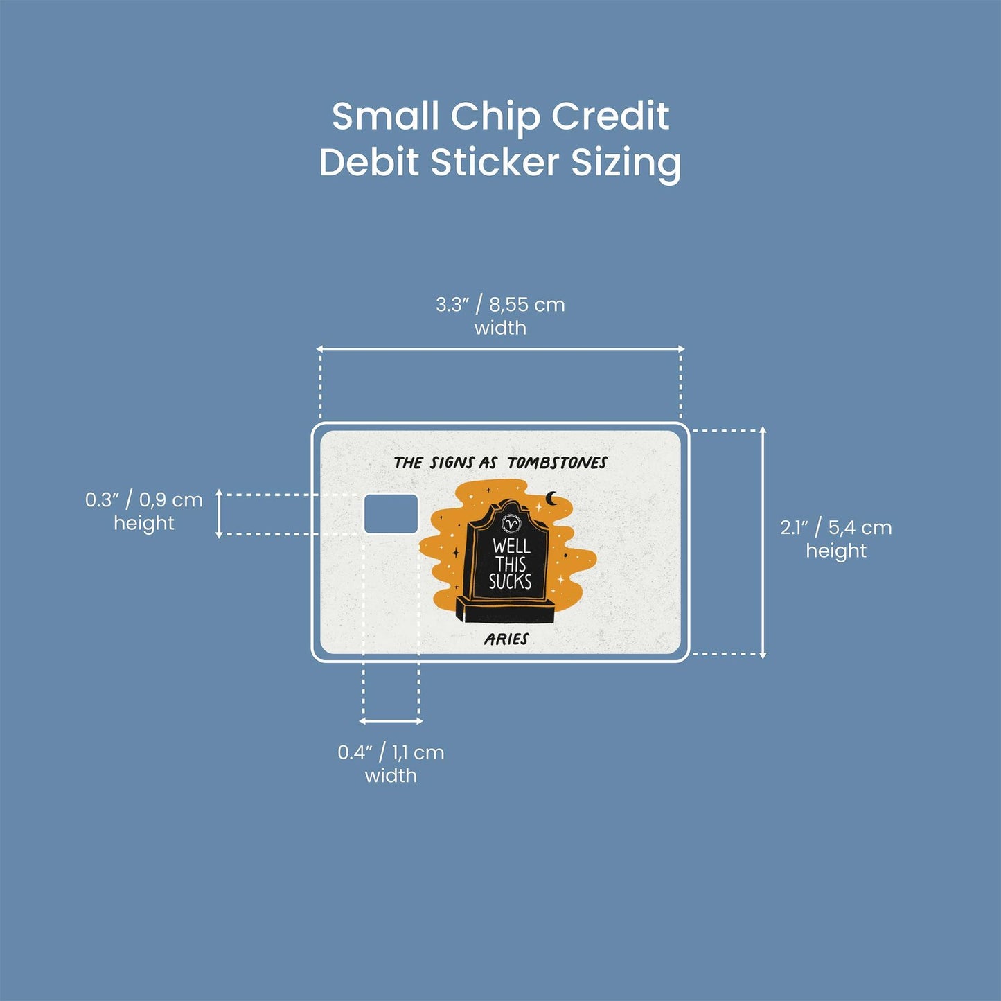 Aries as a Tombstone Design | Credit Card Sticker | Small Chip | Credit Card Skin