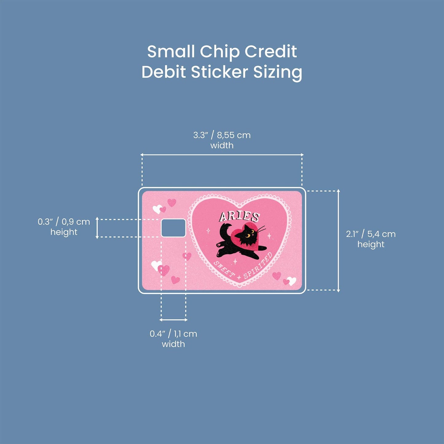Aries Cat Love Design | Credit Card Sticker | Small Chip | Credit Card Skin