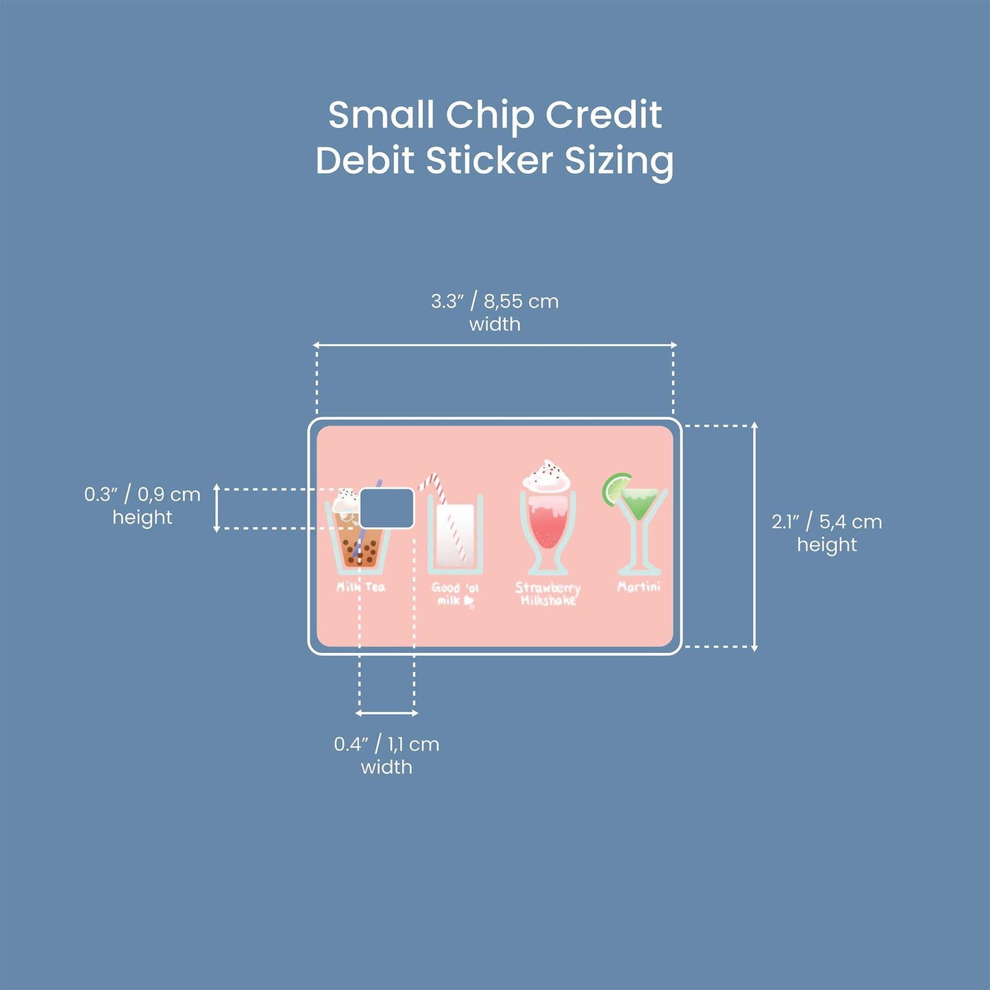 Assorted Drinks Design | Credit Card Sticker | Small Chip | Credit Card Skin