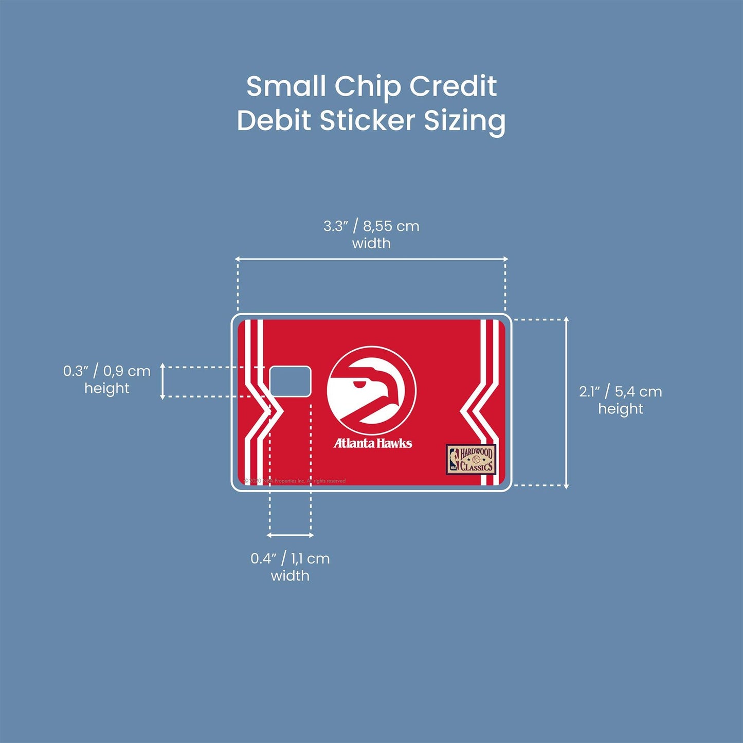 Atlanta Hawks Away Warmups Hardwood Classics Design | Credit Card Sticker | Small Chip | Credit Card Skin