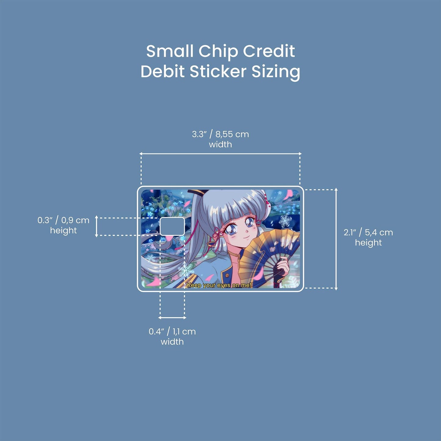 Ayaka Keep Your Eyes on Me Design | Credit Card Sticker | Small Chip | Credit Card Skin