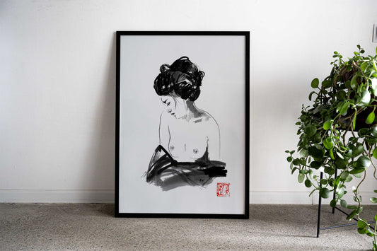 bathing geisha Asian Style Poster | Wall Art for Home & Office | High-Quality Print
