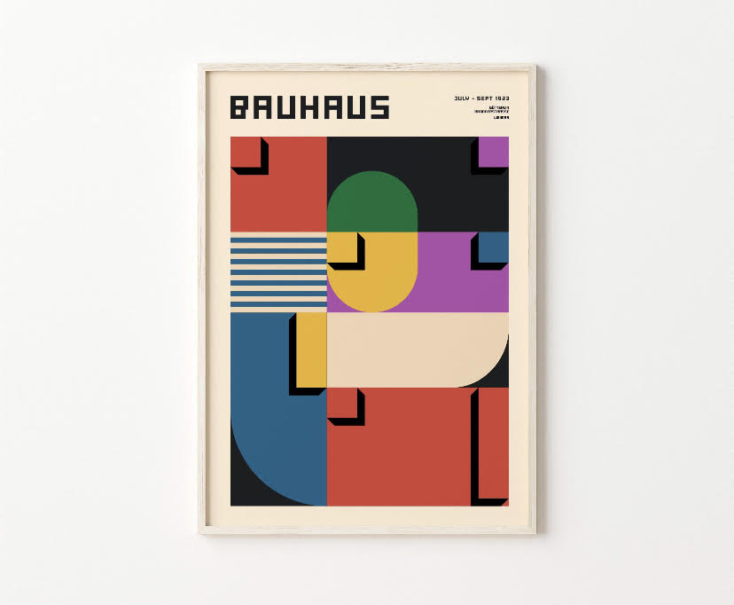 Vibrant Geometric Art Print Inspired by Bauhaus