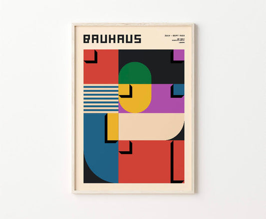 Vibrant Geometric Art Print Inspired by Bauhaus