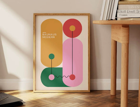 Vibrant Abstract Art Print Inspired by Bauhaus