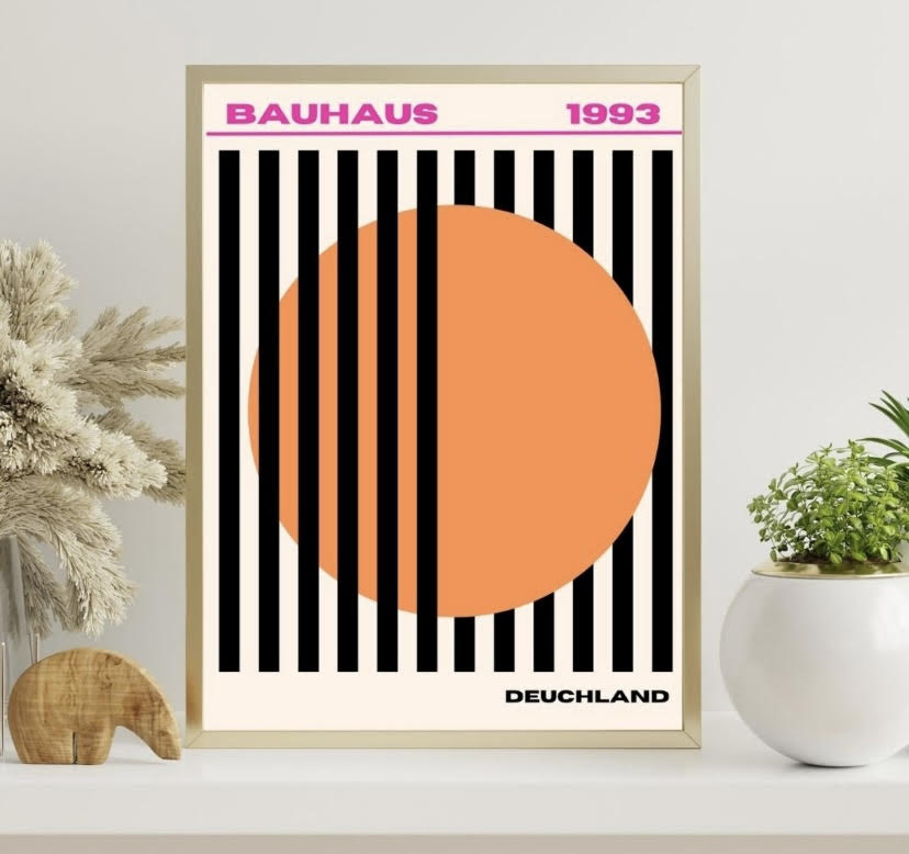 Bauhaus Trio of Retro Pink Neon Prints