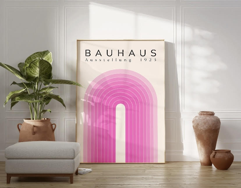 Bauhaus-Inspired Pink Rainbow Design