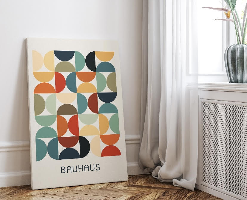 Bauhaus-Inspired Colorful Geometric Circles Artwork
