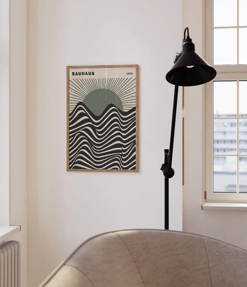 Bauhaus Sage Sunburst Print