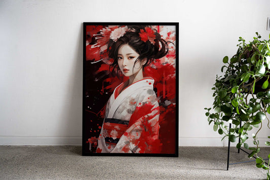 beautiful japanese geisha Asian Style Poster | Wall Art for Home & Office | High-Quality Print