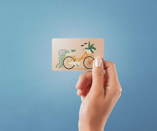 Watercolor bicycle design | credit card sticker | small chip | credit card skin for nursery and home wall decor.