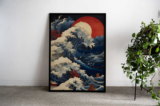 big wave anime Asian Style Poster | Wall Art for Home & Office | High-Quality Print