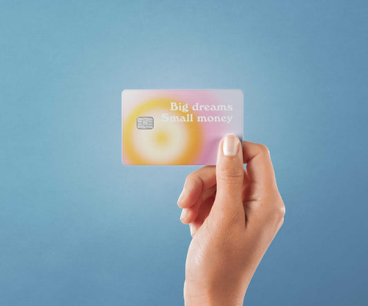 Watercolor big dreams small money design | credit card sticker | small chip | credit card skin for nursery and home wall decor.