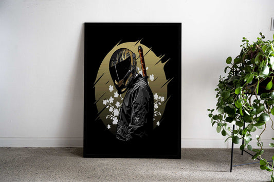biker and katana print Asian Style Poster | Wall Art for Home & Office | High-Quality Print