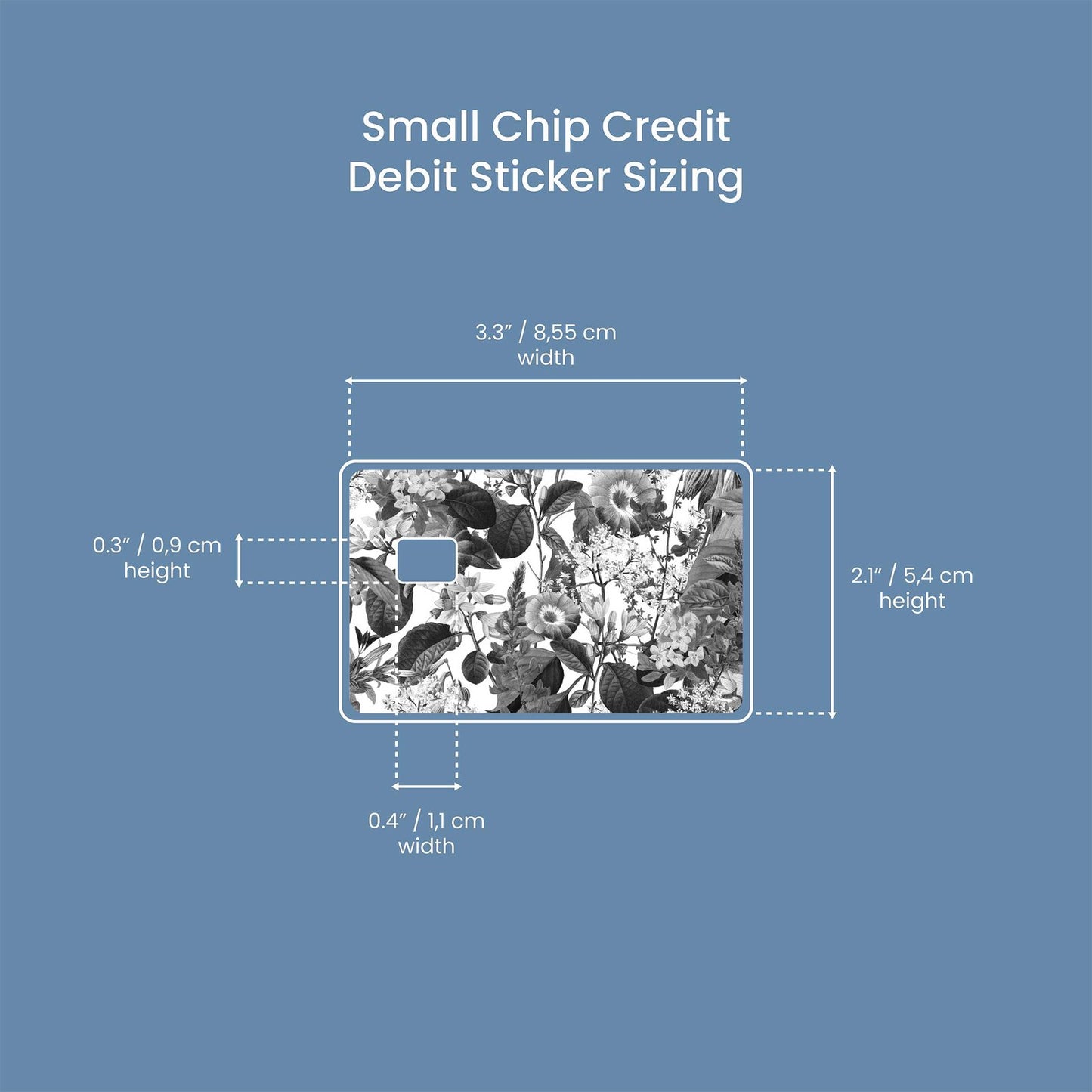 Black and White Floral Design | Credit Card Sticker | Small Chip | Credit Card Skin