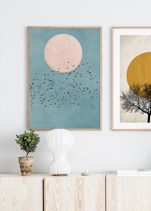 Blue Sky Birds Poster