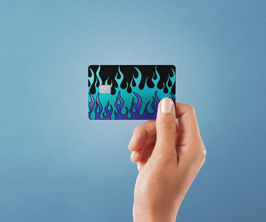 Blue Flames Design | Credit Card Sticker | Small Chip | Credit Card Skin