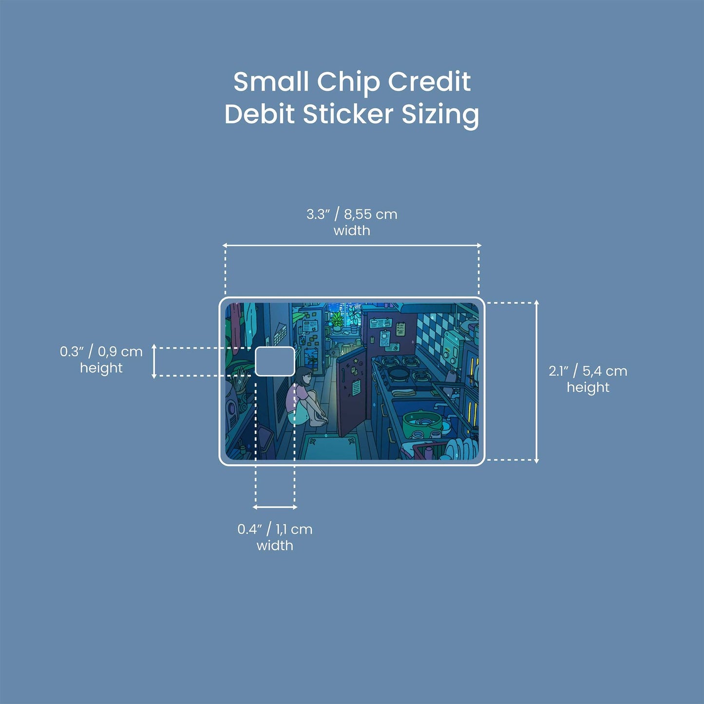Blue Kitchen Design | Credit Card Sticker | Small Chip | Credit Card Skin