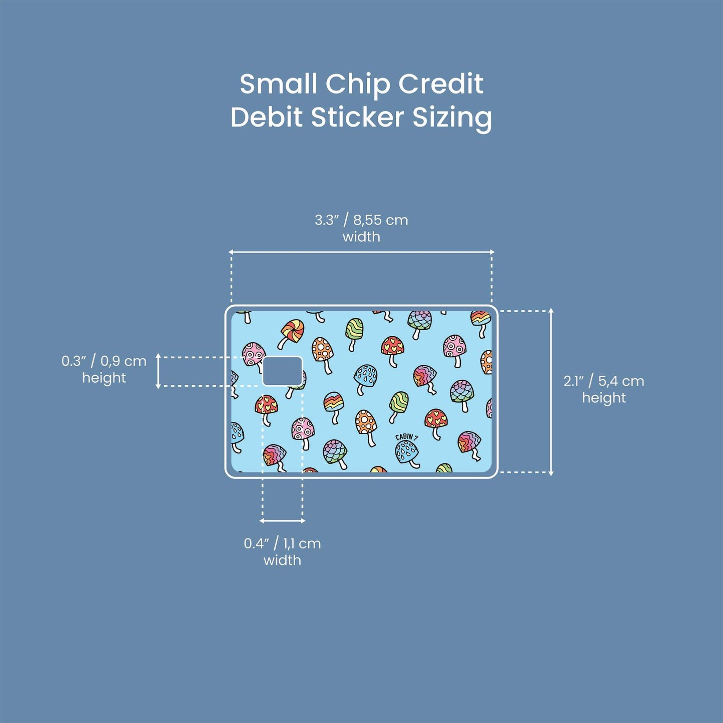 Blue Shrooms Design | Credit Card Sticker | Small Chip | Credit Card Skin