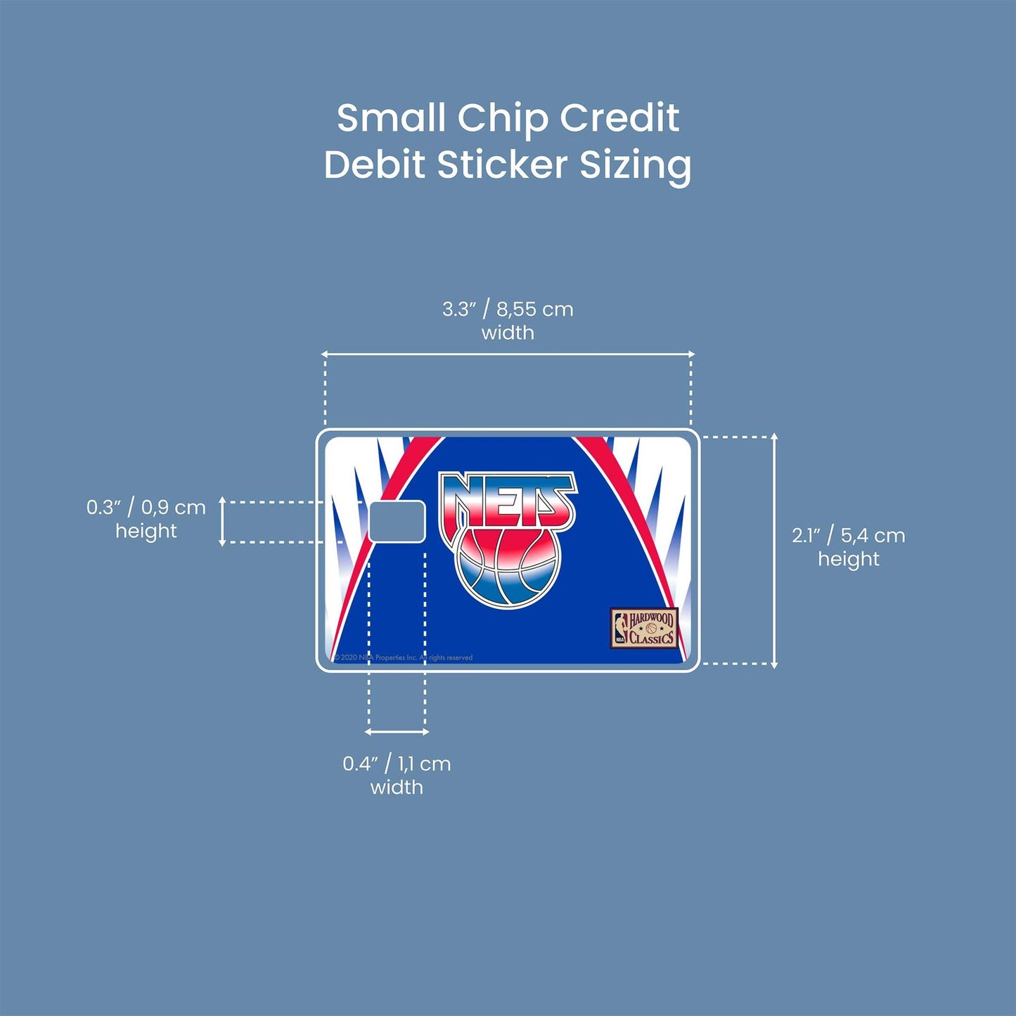 Brooklyn Nets Away Warmups Hardwood Classics Design | Credit Card Sticker | Small Chip | Credit Card Skin