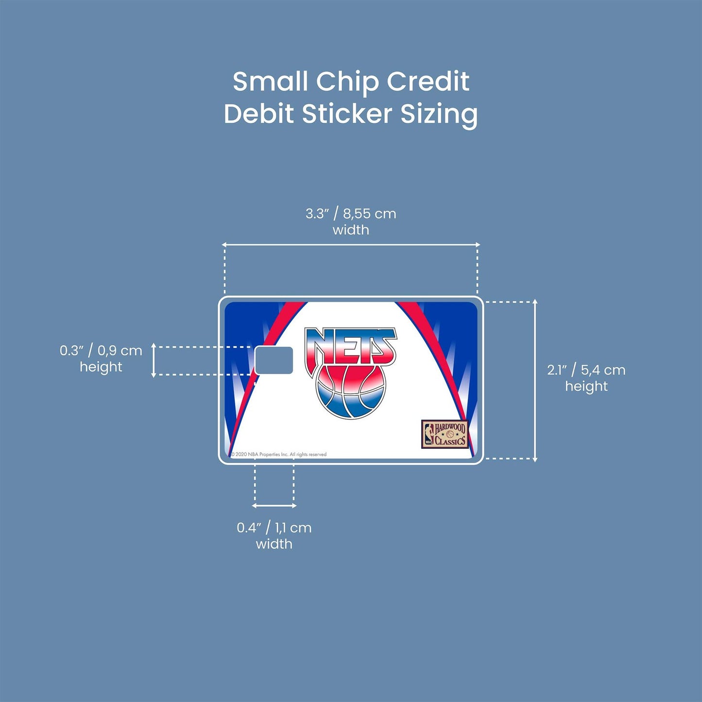 Brooklyn Nets Home Warmups Hardwood Classics Design | Credit Card Sticker | Small Chip | Credit Card Skin