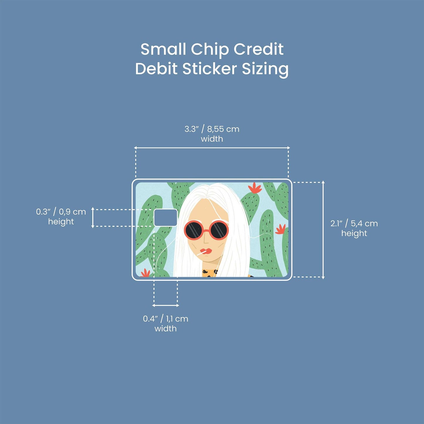 Cactus Girl Design | Credit Card Sticker | Small Chip | Credit Card Skin