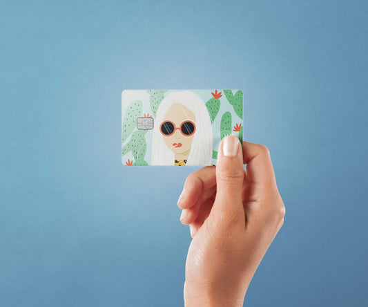 Cactus Girl Design | Credit Card Sticker | Small Chip | Credit Card Skin