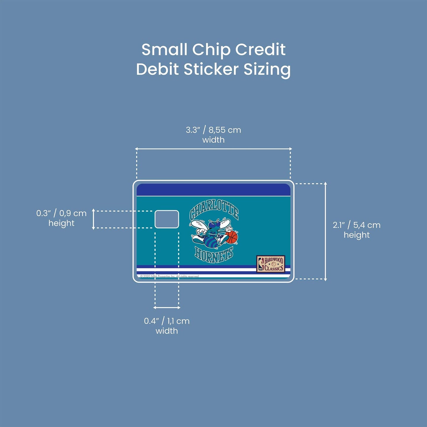 Charlotte Hornets Away Warmups Hardwood Classics Design | Credit Card Sticker | Small Chip | Credit Card Skin