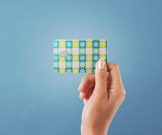 Checkered Daisy Design | Credit Card Sticker | Small Chip | Credit Card Skin