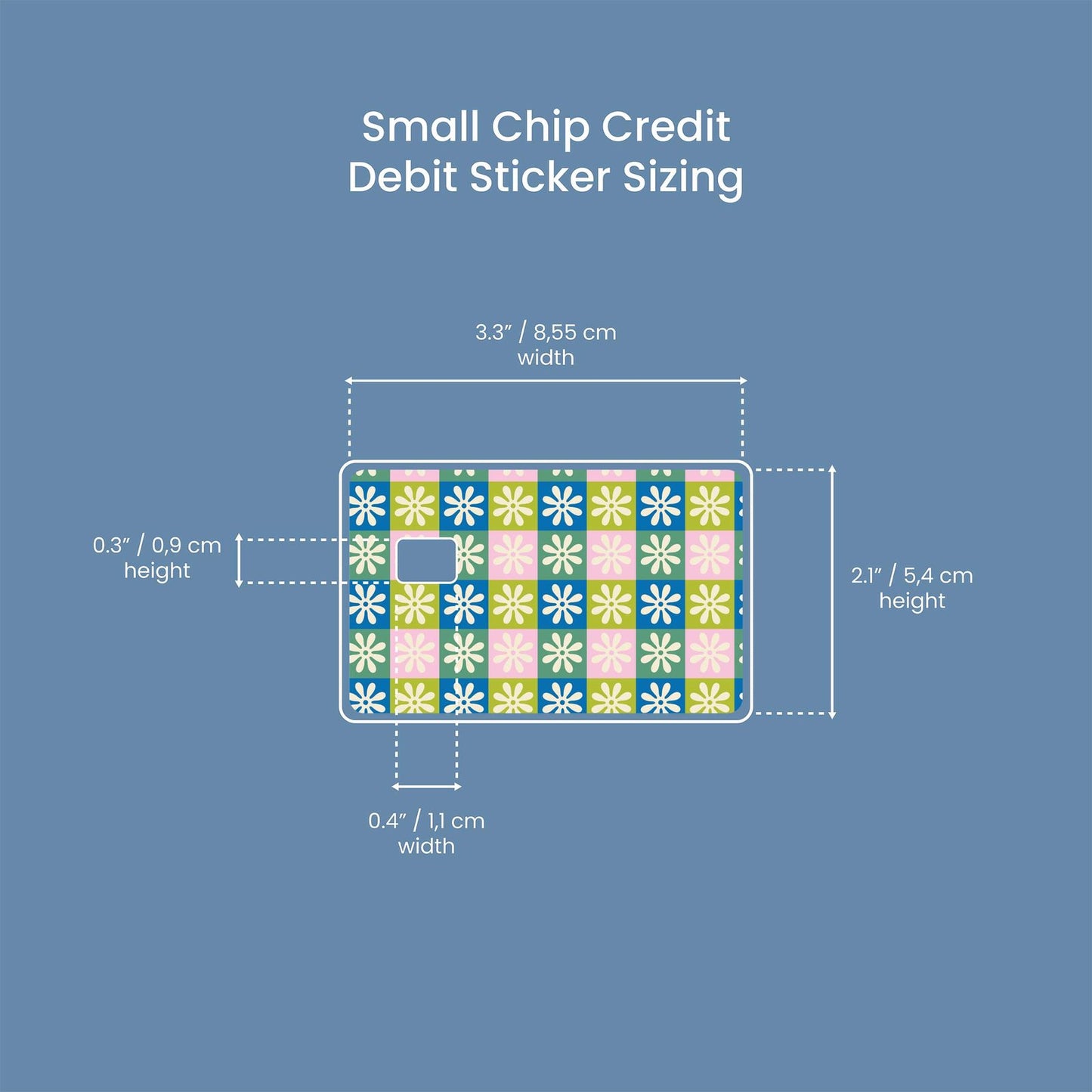 Checkered Daisy Design | Credit Card Sticker | Small Chip | Credit Card Skin