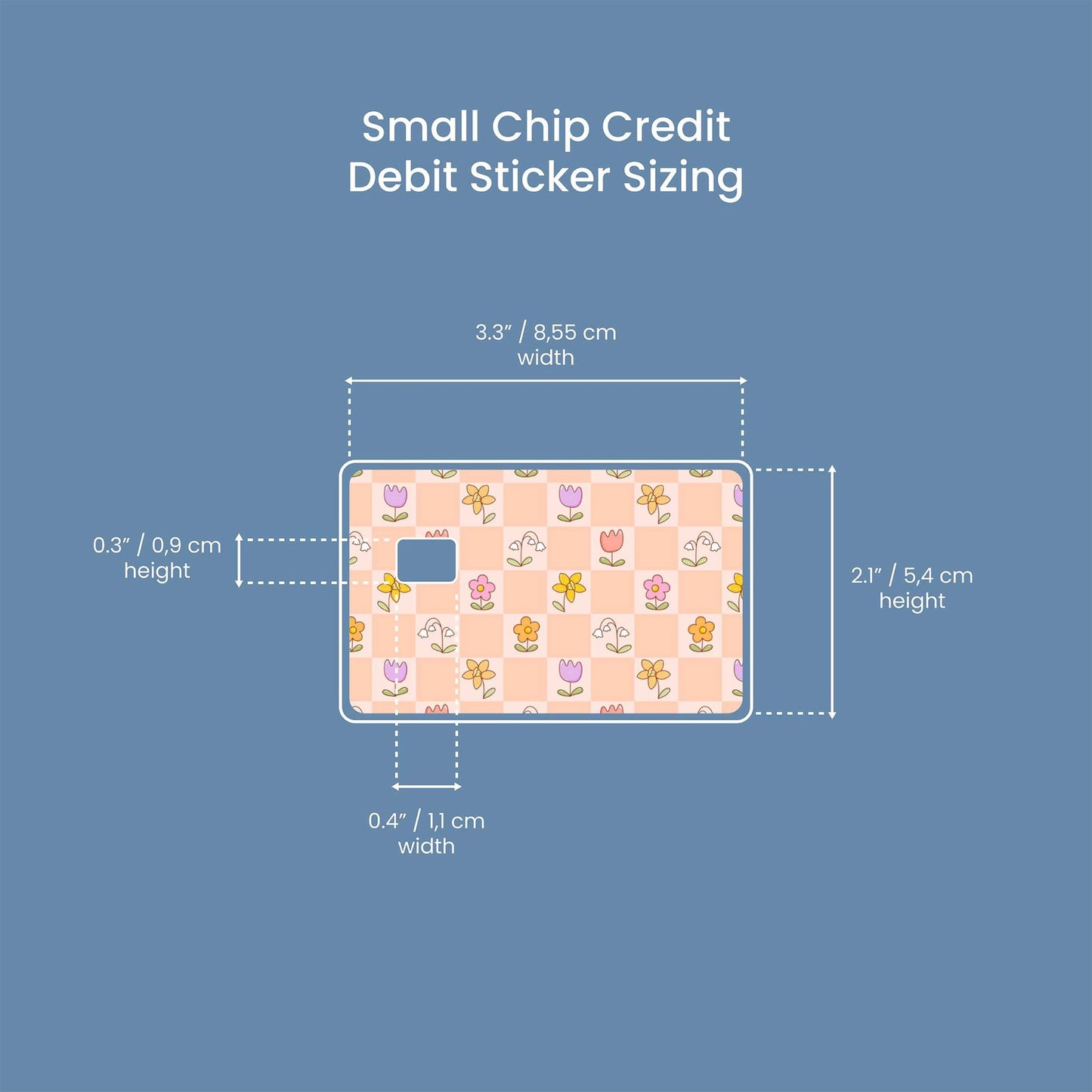 Checkered Flowers Design | Credit Card Sticker | Small Chip | Credit Card Skin
