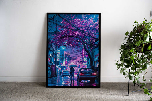city japan sakura night Asian Style Poster | Wall Art for Home & Office | High-Quality Print - High-Quality Visual Display