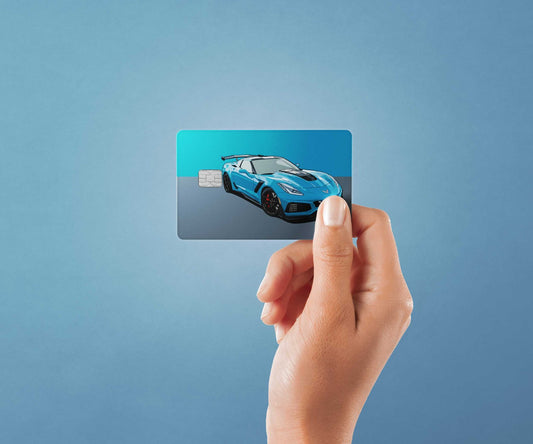Watercolor corvette zr1 design | credit card sticker | small chip | credit card skin for nursery and home wall decor.
