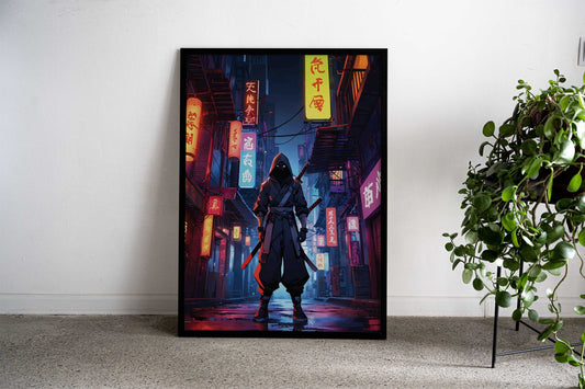 cyberpunk Night Ninja Asian Style Poster | Wall Art for Home & Office | High-Quality Print - High-Quality Visual Display