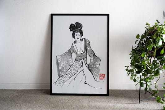 dancing geisha Asian Style Poster | Wall Art for Home & Office | High-Quality Print - High-Quality Visual Display