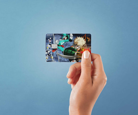 Watercolor deku vs kacchan design | credit card sticker | small chip | credit card skin for nursery and home wall decor.