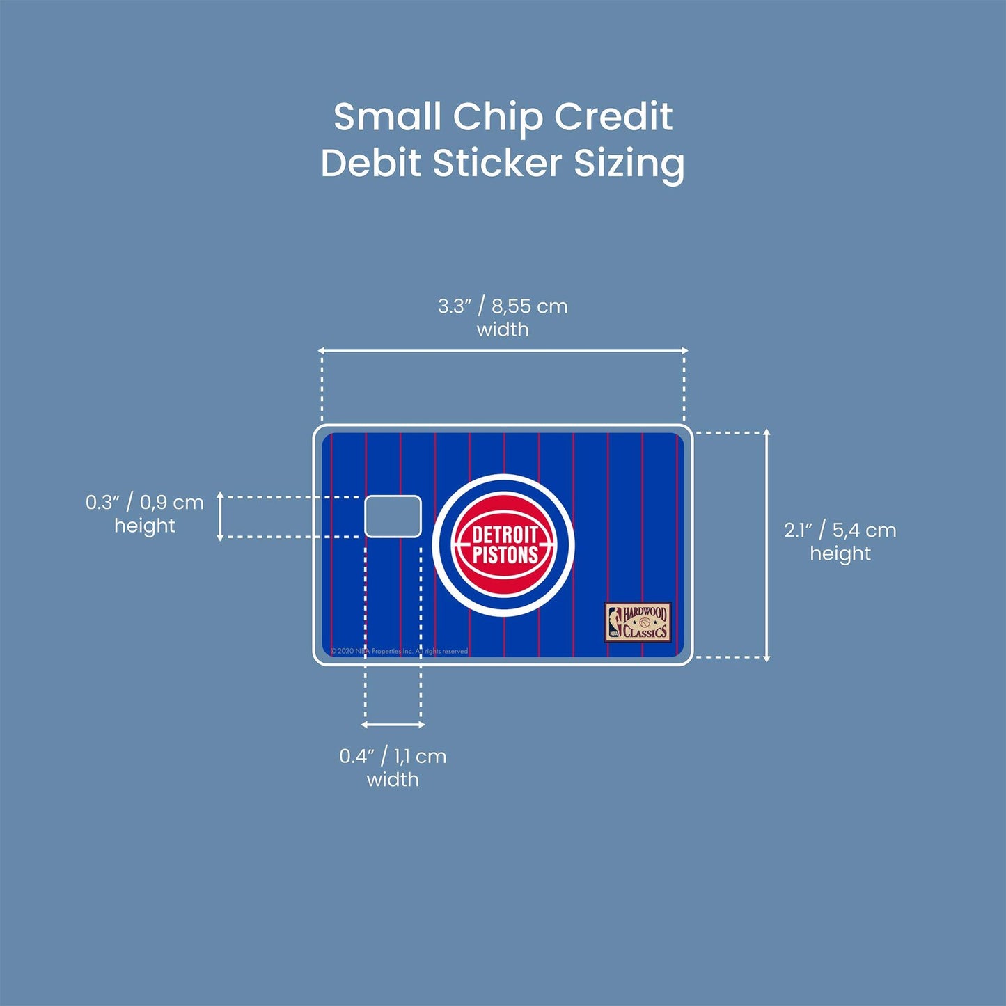 Detroit Pistons Away Warmups Hardwood Classics Design | Credit Card Sticker | Small Chip | Credit Card Skin