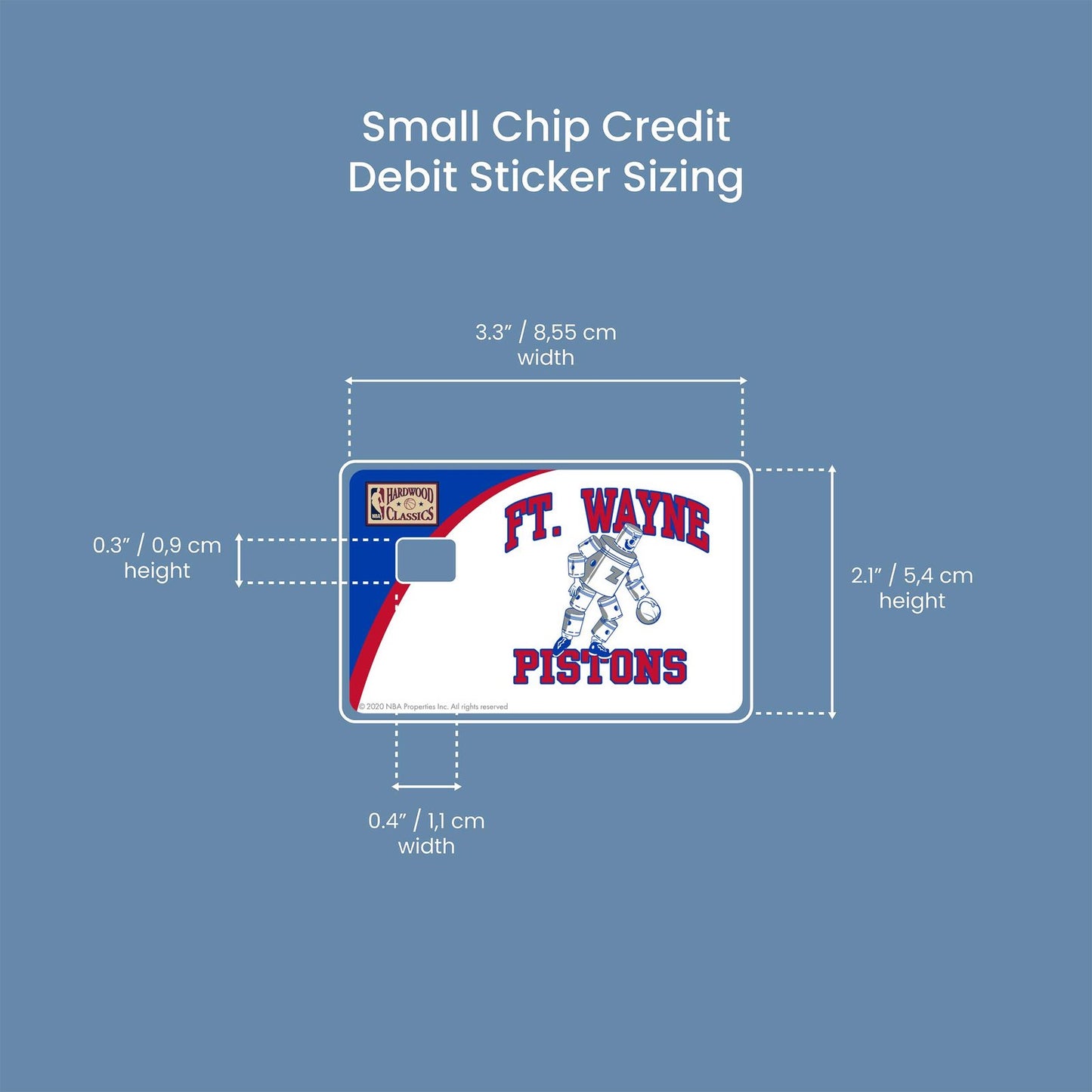 Detroit Pistons Throwback Hardwood Classics Design | Credit Card Sticker | Small Chip | Credit Card Skin