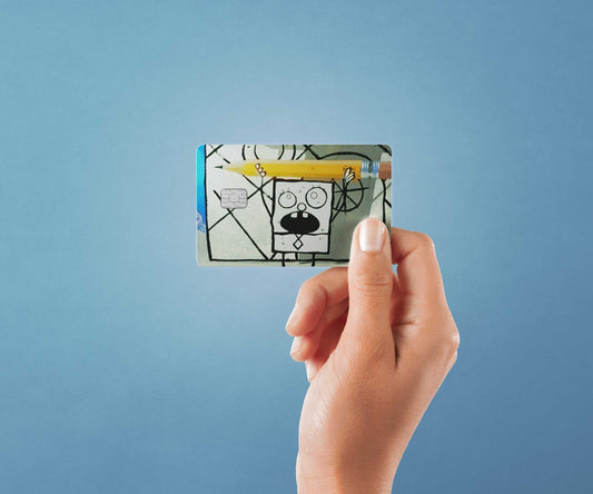 Watercolor doodle bob design | credit card sticker | small chip | credit card skin for nursery and home wall decor.
