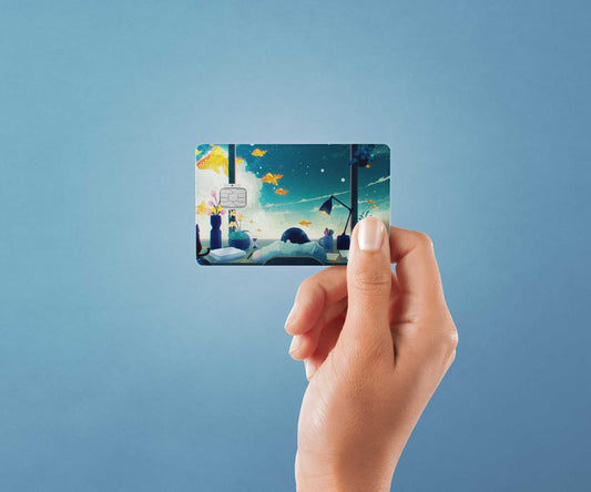 Watercolor dreaming design | credit card sticker | small chip | credit card skin for nursery and home wall decor.