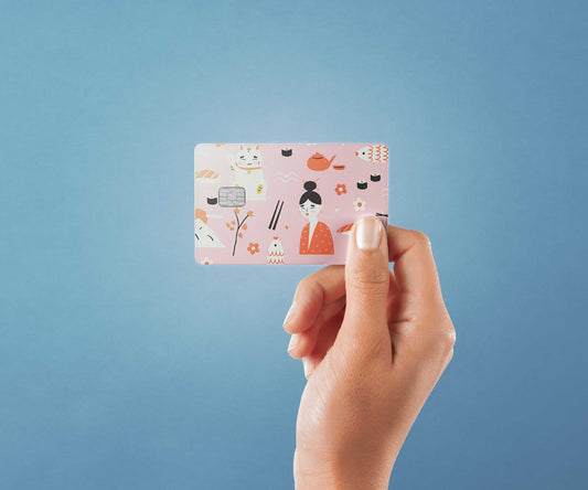 Watercolor dreaming of japan design | credit card sticker | small chip | credit card skin for nursery and home wall decor.