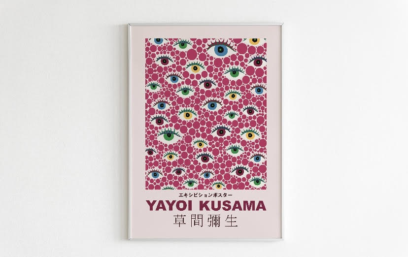 Pink Skyward Eyes Print by Yayoi Kusama
