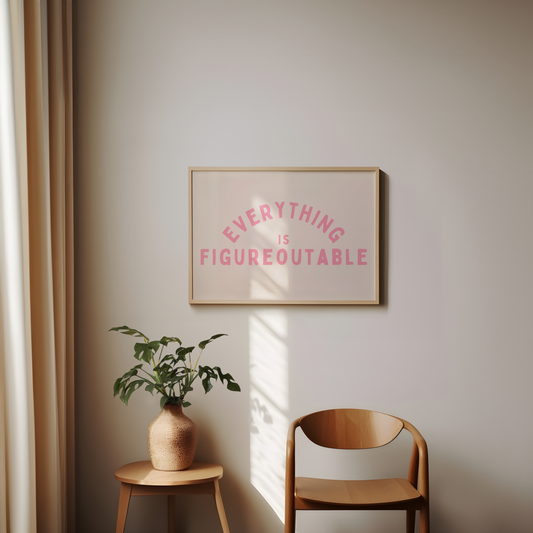 Everything Is Figureoutable | Blush Pink and Cream | Landscape | Art Print - High-Quality Premium Wall Art Decor Sticker