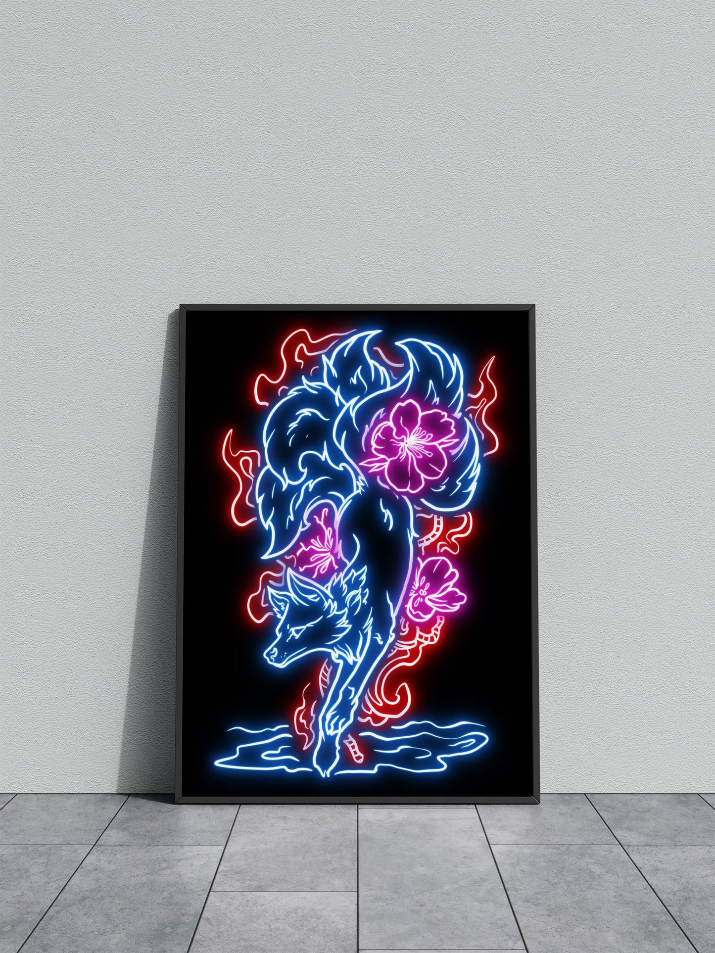 fox kitsune neon Asian Style Poster | Wall Art for Home & Office | High-Quality Print